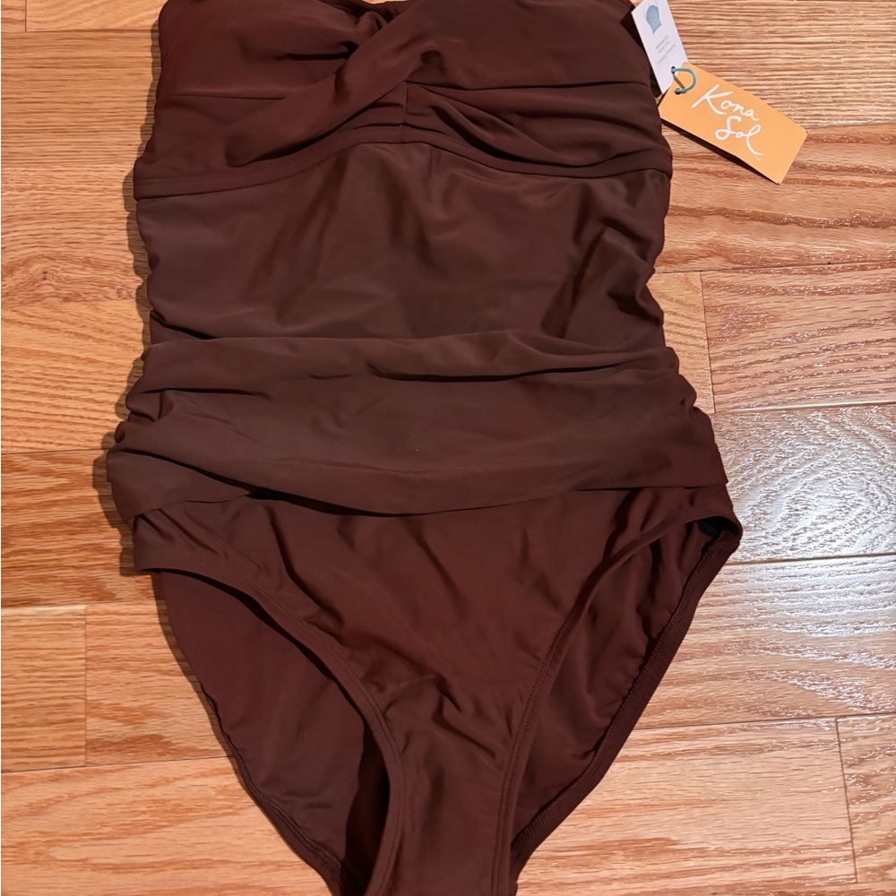 NWT Kona Sol Chocolate One-Piece Swimsuit